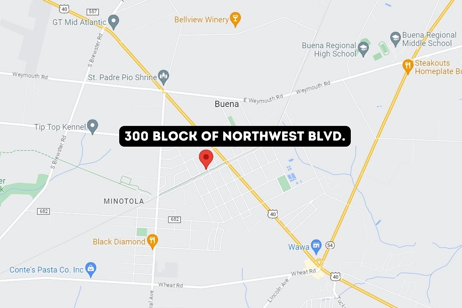 300 Block of Northwest Blvd. in Buena NJ - Photo: Google Maps / TSM Illustration