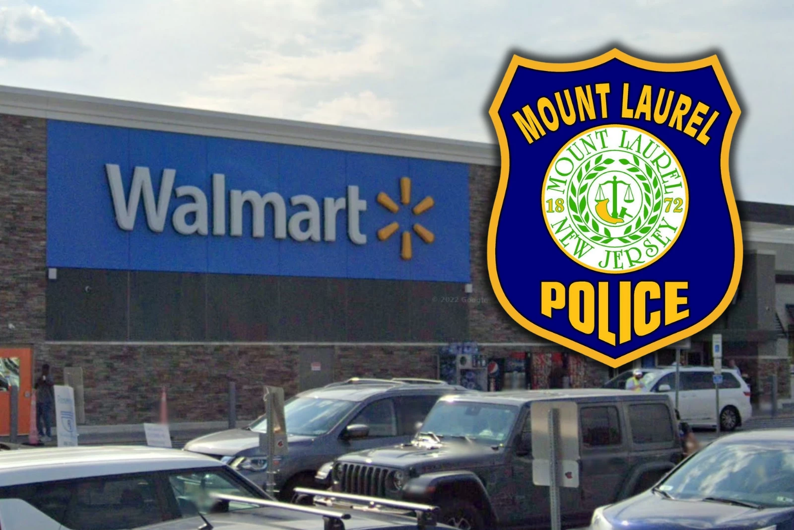 Walmart on Route 73 in Mount Laurel NJ - Photo: Google Maps / Mount Laurel Police Department / Canva