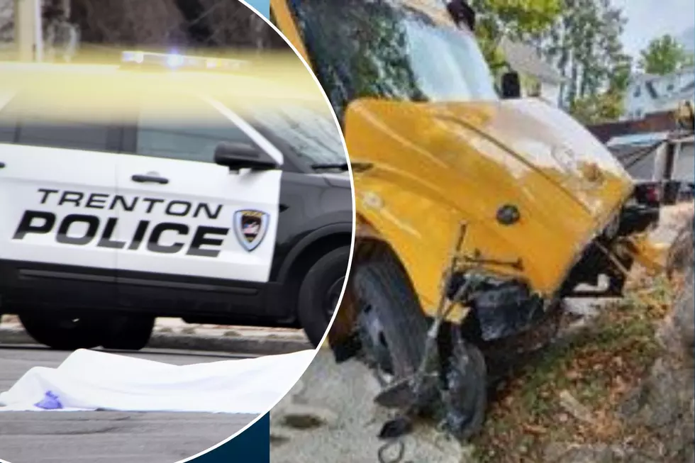School bus vs. car crash in Trenton leaves trail of destruction